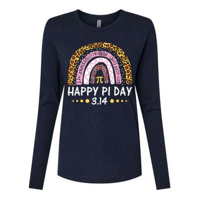 Happy Pi Day Mathematic Math Teacher Gifts Leopard Rainbow Womens Cotton Relaxed Long Sleeve T-Shirt