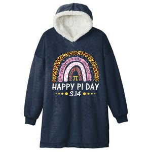 Happy Pi Day Mathematic Math Teacher Gifts Leopard Rainbow Hooded Wearable Blanket