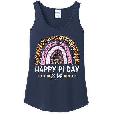 Happy Pi Day Mathematic Math Teacher Gifts Leopard Rainbow Ladies Essential Tank