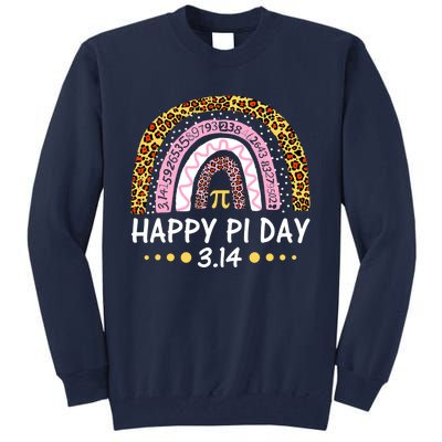 Happy Pi Day Mathematic Math Teacher Gifts Leopard Rainbow Tall Sweatshirt