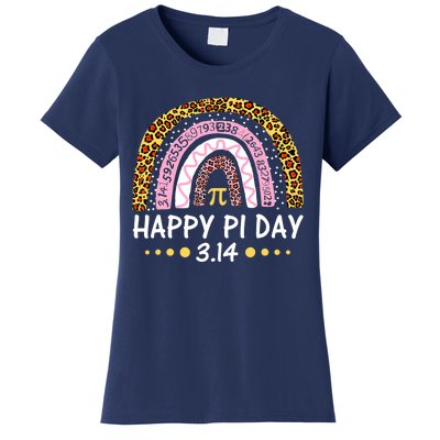 Happy Pi Day Mathematic Math Teacher Gifts Leopard Rainbow Women's T-Shirt