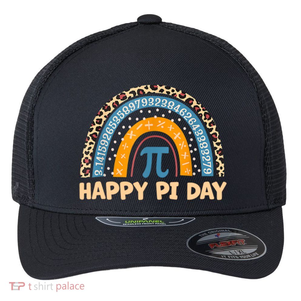 Happy Pi Day Leopard Rainbow Flexfit Unipanel Trucker Cap