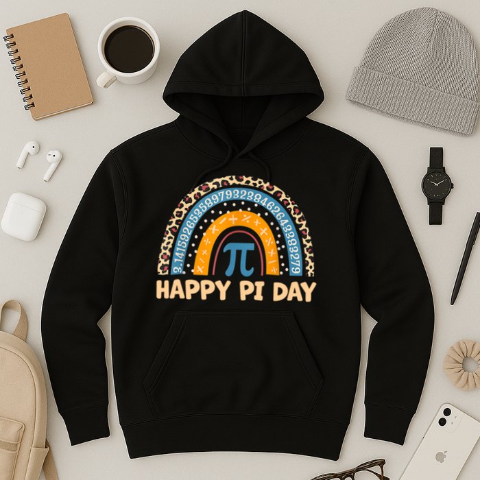 Happy Pi Day Leopard Rainbow Hoodie