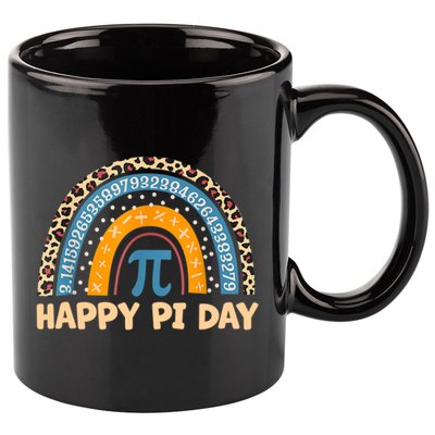 Happy Pi Day Leopard Rainbow 11oz C Handle Ceramic Mug