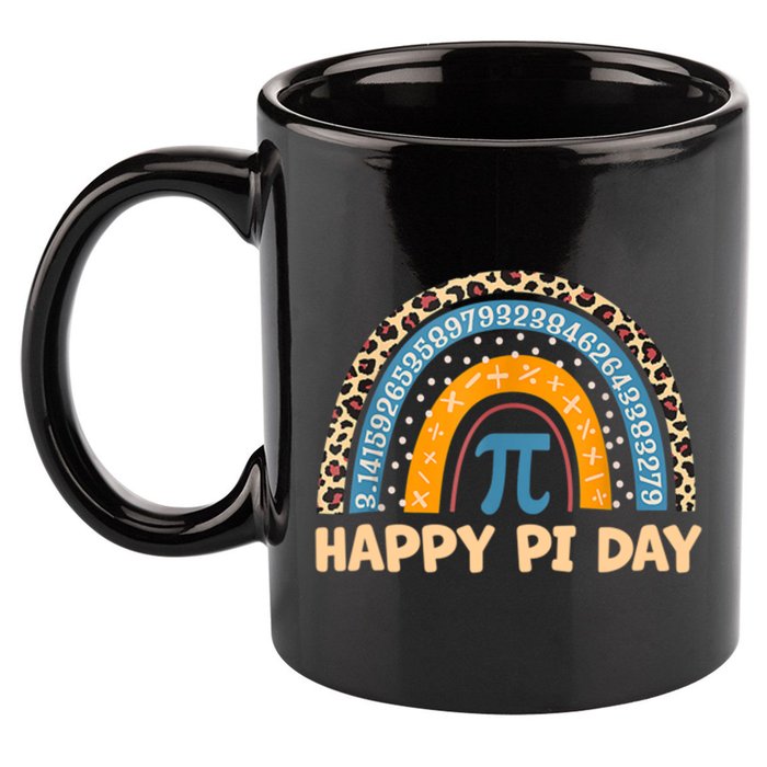 Happy Pi Day Leopard Rainbow 11oz C Handle Ceramic Mug