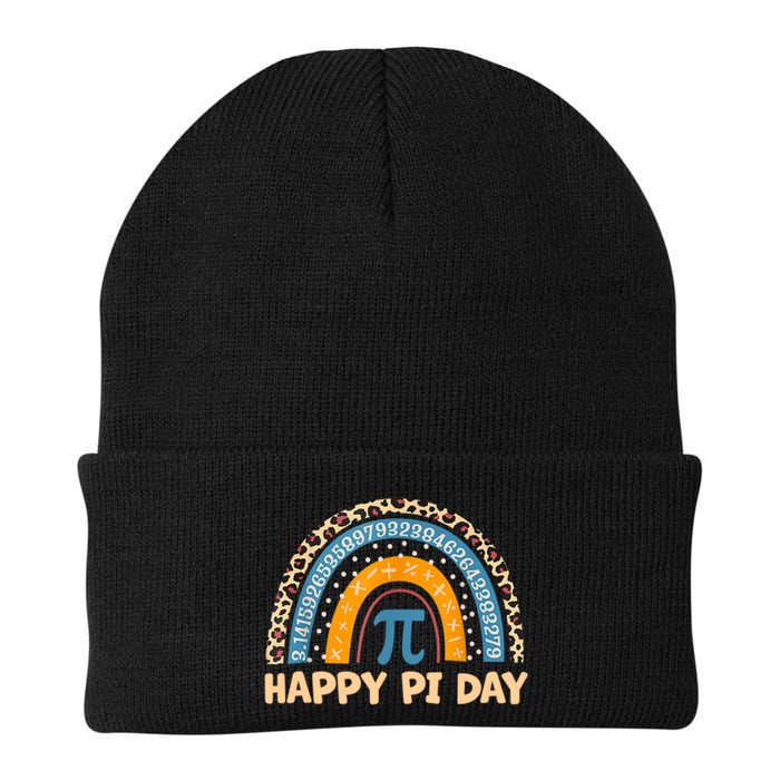 Happy Pi Day Leopard Rainbow Beanie