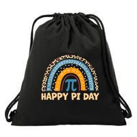 Happy Pi Day Leopard Rainbow Drawstring Bag