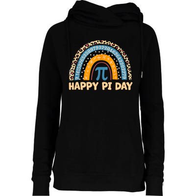 Happy Pi Day Leopard Rainbow Womens Funnel Neck Pullover Hood