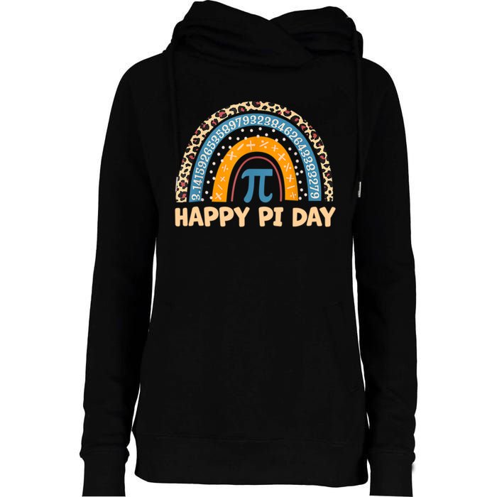 Happy Pi Day Leopard Rainbow Womens Funnel Neck Pullover Hood
