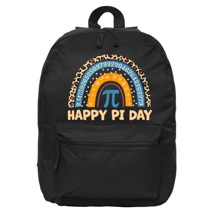 Happy Pi Day Leopard Rainbow 16 in Basic Backpack