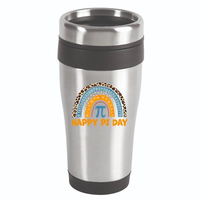 Happy Pi Day Leopard Rainbow 16oz Travel Tumbler