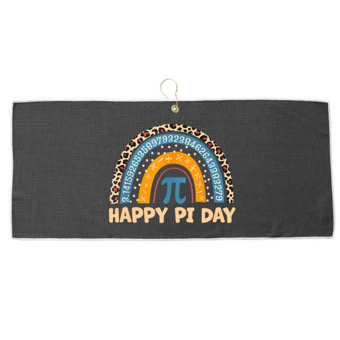 Happy Pi Day Leopard Rainbow Large Microfiber Waffle Golf Towel