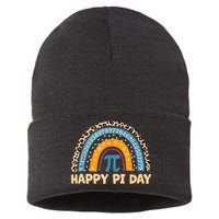 Happy Pi Day Leopard Rainbow Sustainable Knit Beanie