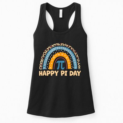 Happy Pi Day Leopard Rainbow Womens Tank Top