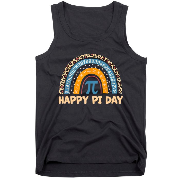 Happy Pi Day Leopard Rainbow Tank Top