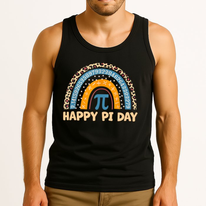 Happy Pi Day Leopard Rainbow Tank Top