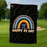 Happy Pi Day Leopard Rainbow Golf Towel