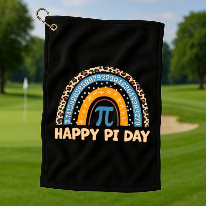 Happy Pi Day Leopard Rainbow Golf Towel