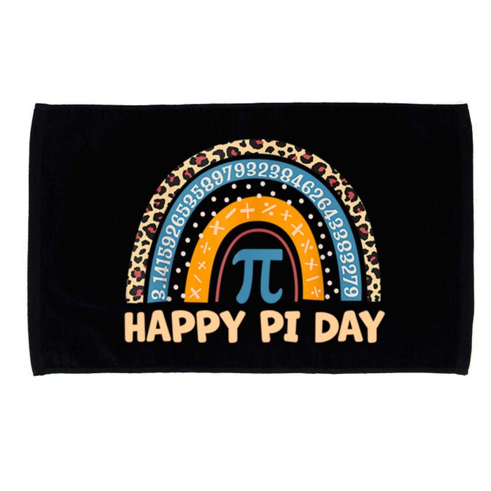 Happy Pi Day Leopard Rainbow Microfiber Hand Towel