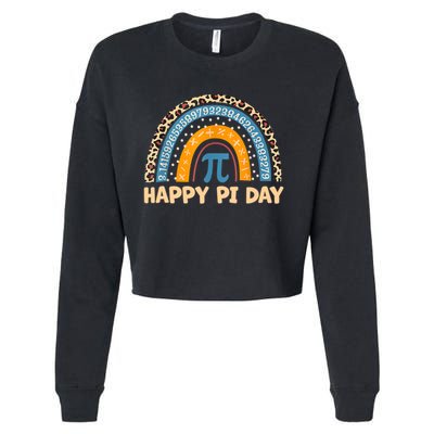 Happy Pi Day Leopard Rainbow Cropped Pullover Crew