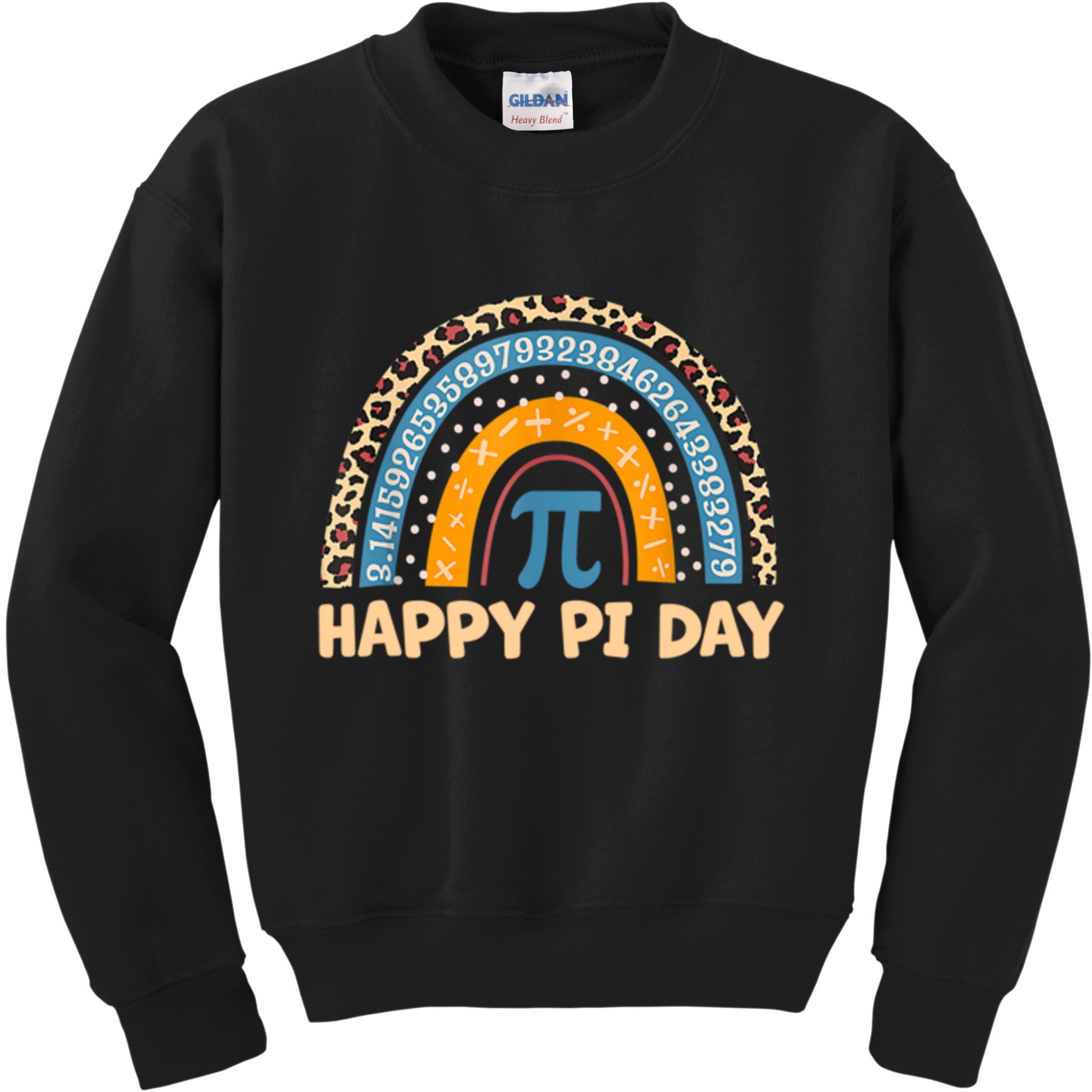 Happy Pi Day Leopard Rainbow Kids Sweatshirt