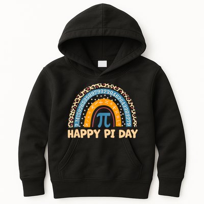 Happy Pi Day Leopard Rainbow Kids Hoodie