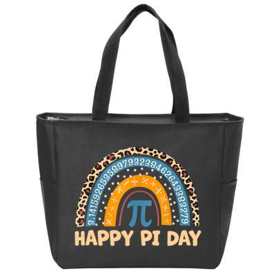 Happy Pi Day Leopard Rainbow Zip Tote Bag