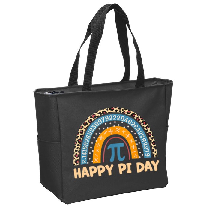Happy Pi Day Leopard Rainbow Zip Tote Bag