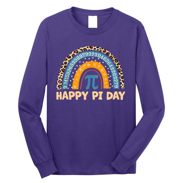 Happy Pi Day Leopard Rainbow Long Sleeve Shirt