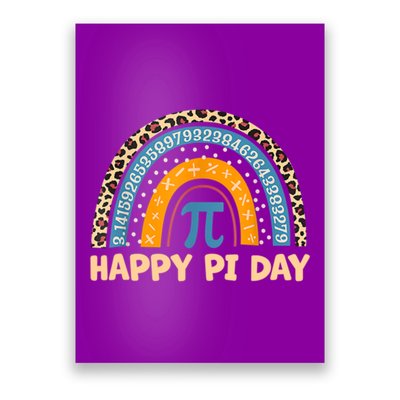 Happy Pi Day Leopard Rainbow Poster