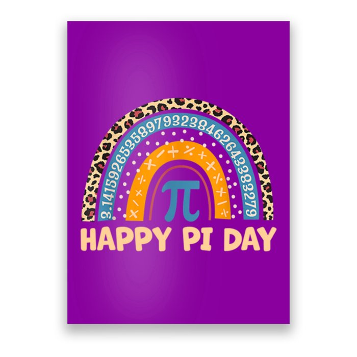 Happy Pi Day Leopard Rainbow Poster