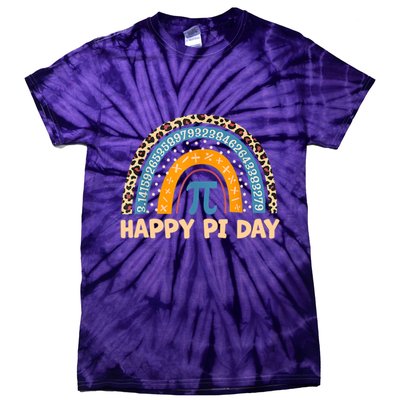 Happy Pi Day Leopard Rainbow Tie-Dye T-Shirt