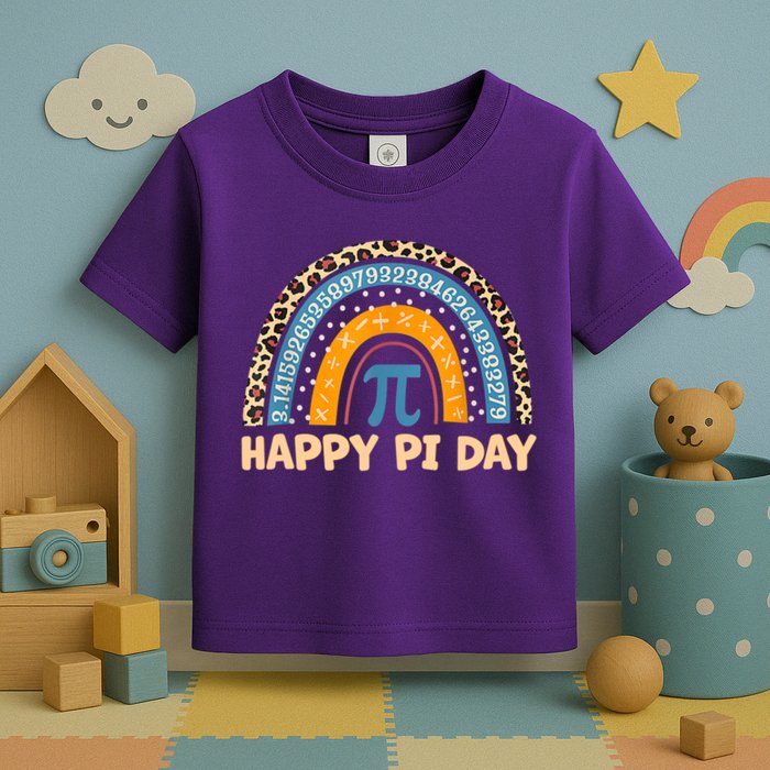 Happy Pi Day Leopard Rainbow Toddler T-Shirt