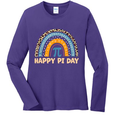 Happy Pi Day Leopard Rainbow Ladies Long Sleeve Shirt