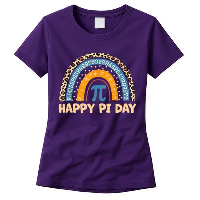 Happy Pi Day Leopard Rainbow Womens T-Shirt