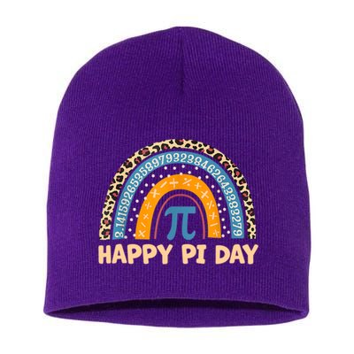 Happy Pi Day Leopard Rainbow Short Acrylic Beanie