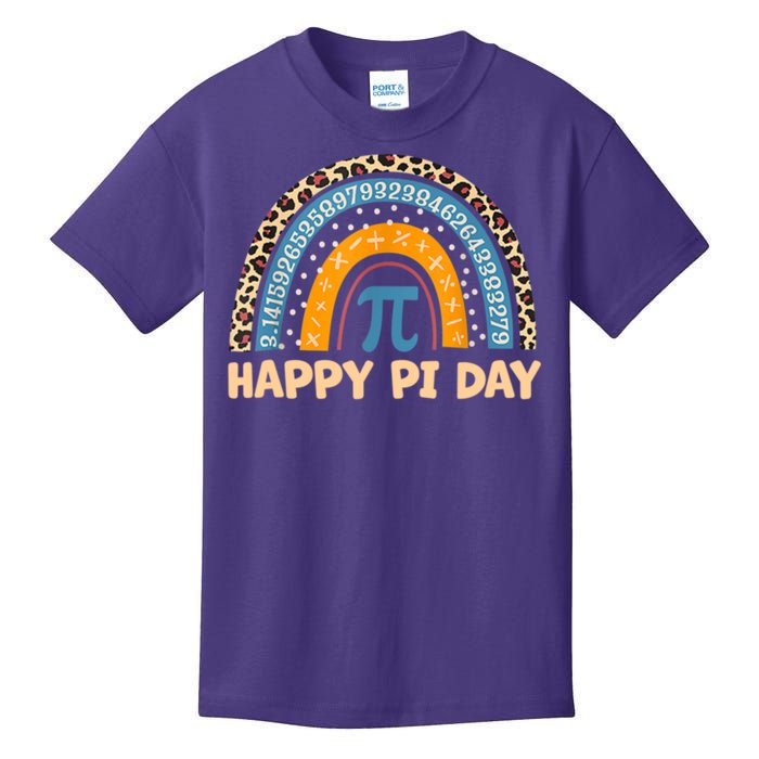 Happy Pi Day Leopard Rainbow Kids T-Shirt