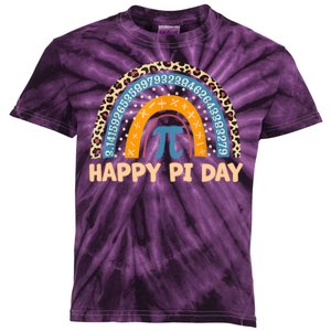 Happy Pi Day Leopard Rainbow Kids Tie-Dye T-Shirt