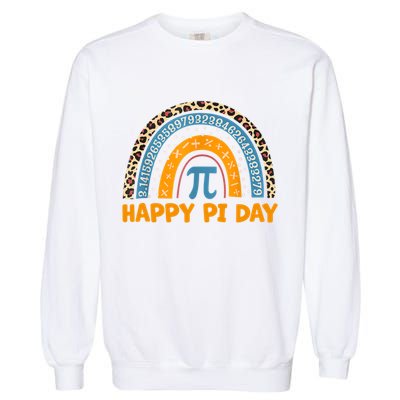 Happy Pi Day Leopard Rainbow Garment-Dyed Sweatshirt