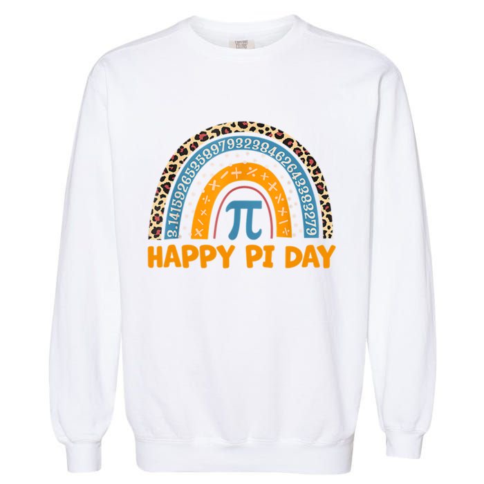 Happy Pi Day Leopard Rainbow Garment-Dyed Sweatshirt