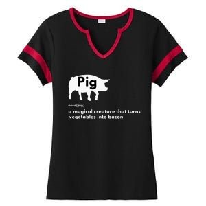 Hilarious Pig Definition Funny Bacon Lover & Foodie Ladies Halftime Notch Neck Tee