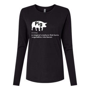 Hilarious Pig Definition Funny Bacon Lover & Foodie Womens Cotton Relaxed Long Sleeve T-Shirt