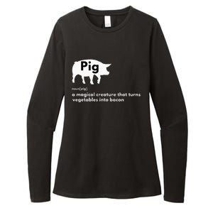 Hilarious Pig Definition Funny Bacon Lover & Foodie Womens CVC Long Sleeve Shirt