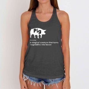 Hilarious Pig Definition Funny Bacon Lover & Foodie Women's Knotted Racerback Tank