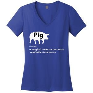 Hilarious Pig Definition Funny Bacon Lover & Foodie Women's V-Neck T-Shirt