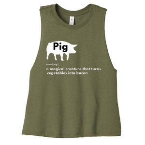 Hilarious Pig Definition Funny Bacon Lover & Foodie Women's Racerback Cropped Tank