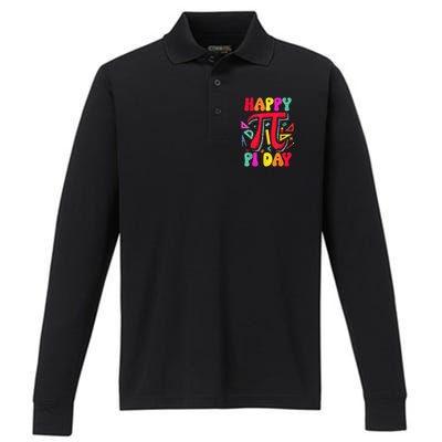 Happy Pi Day 3.14 Pi Number Math Teacher Girl Performance Long Sleeve Polo