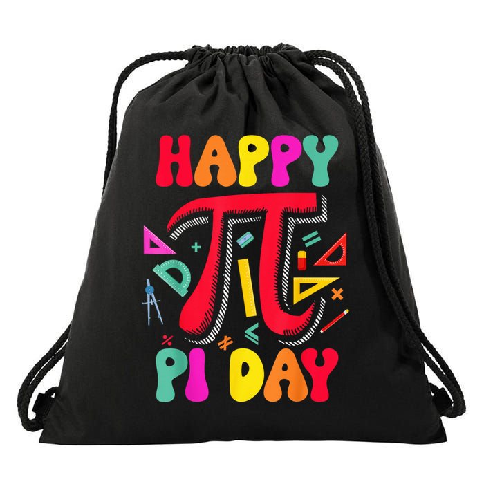 Happy Pi Day 3.14 Pi Number Math Teacher Girl Drawstring Bag