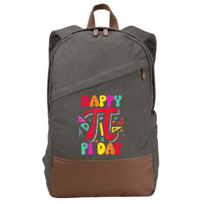 Happy Pi Day 3.14 Pi Number Math Teacher Girl Cotton Canvas Backpack