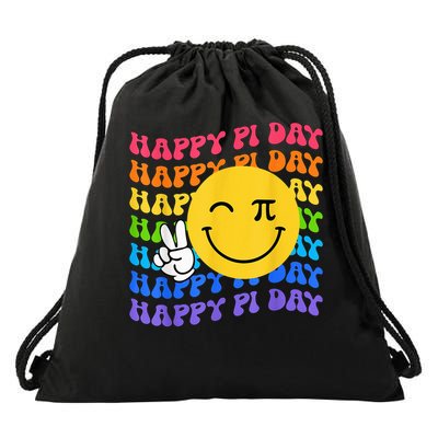 Happy Pi Day Groovy 3.14 Pi Number Teacher Girl Drawstring Bag